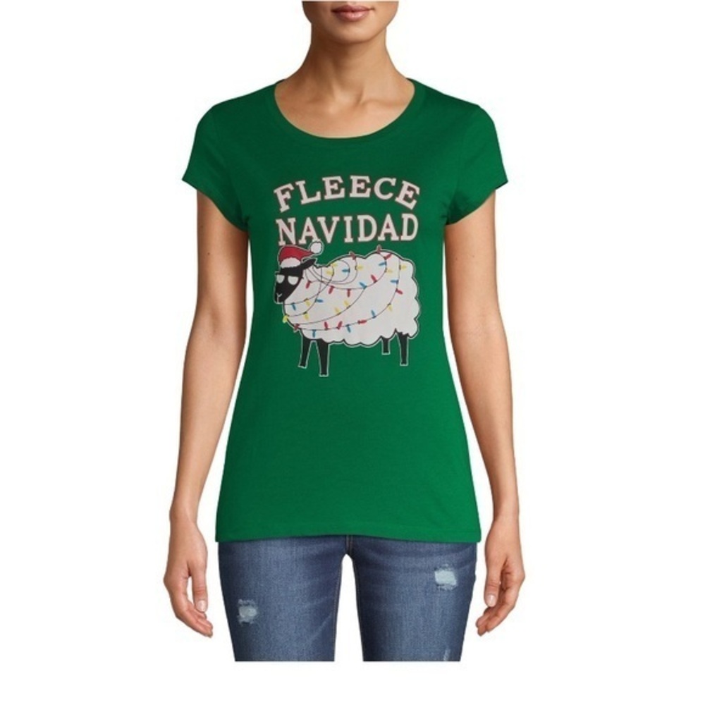 WOUND UP fleece navidad graphic Christmas t- shirt size Large youth